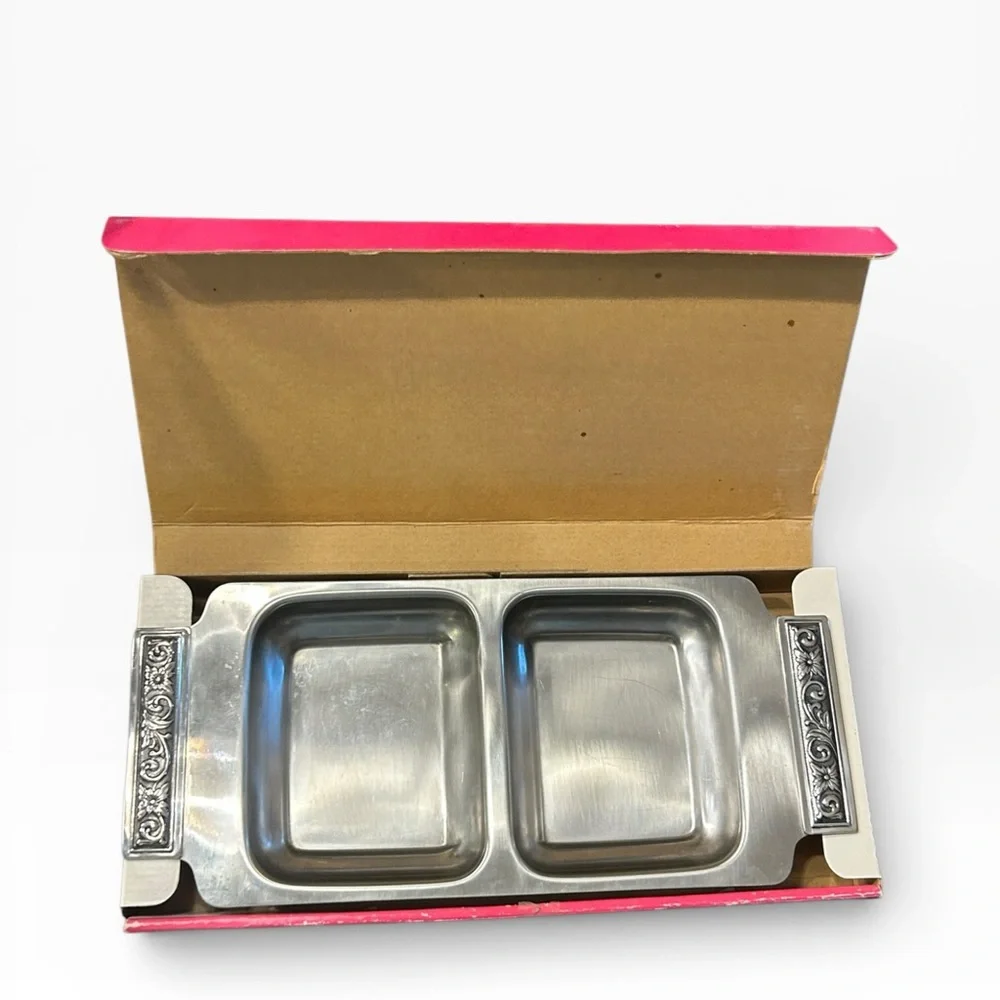 Vintage International Decorator Stainless Steel Divided Serving Tray